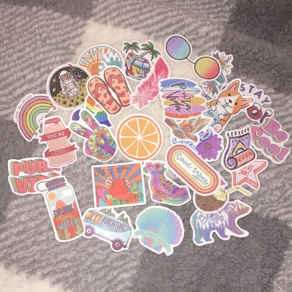 28 pack of stickers, cute, mixed pattern, good vibes, beach, VSCO decal stickers